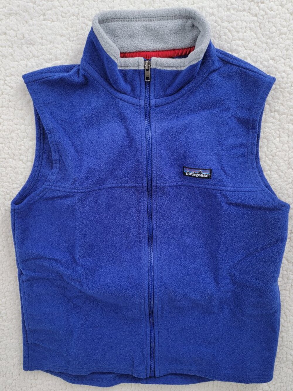 Patagonia Kids Large 12 Fleece Vest Blue Full Zip Mock Neck Gilet Sleeveless